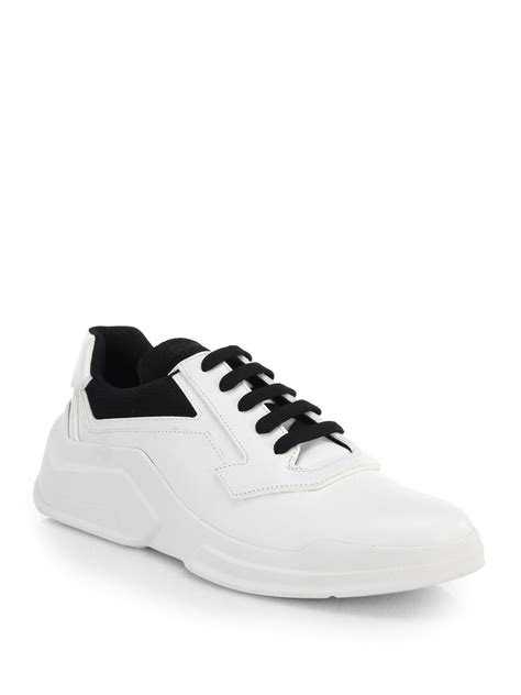 prada men's sneakers white fabric|authentic men prada sneakers.